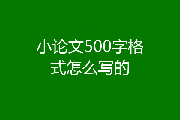 小论文500字格式怎么写的