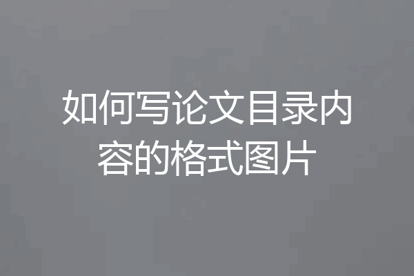 如何写论文目录内容的格式图片