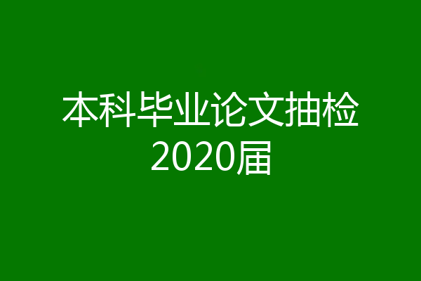 本科毕业论文抽检2020届