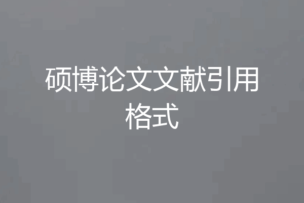 硕博论文文献引用格式