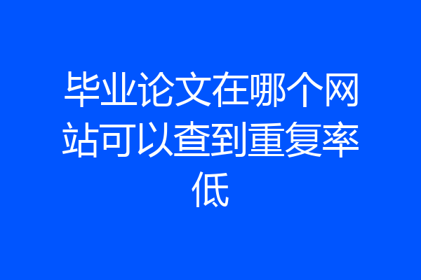 毕业论文在哪个网站可以查到重复率低
