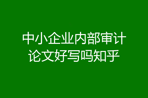中小企业内部审计论文好写吗知乎