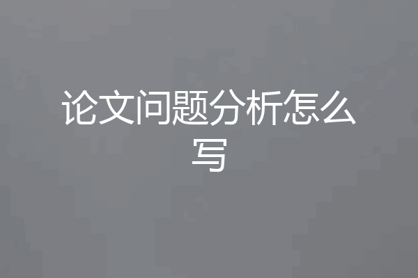论文问题分析怎么写