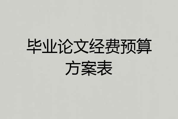 毕业论文经费预算方案表