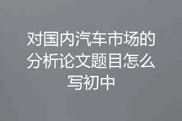 对国内汽车市场的分析论文题目怎么写初中