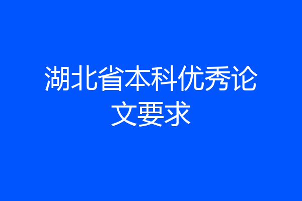 湖北省本科优秀论文要求