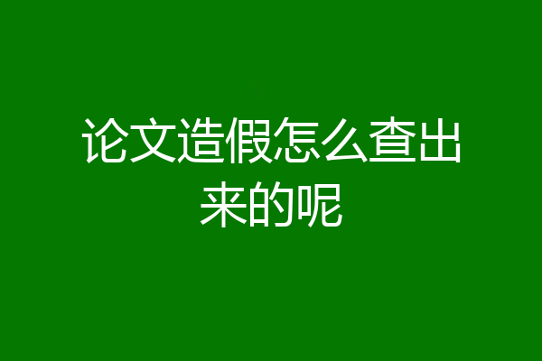 论文造假怎么查出来的呢