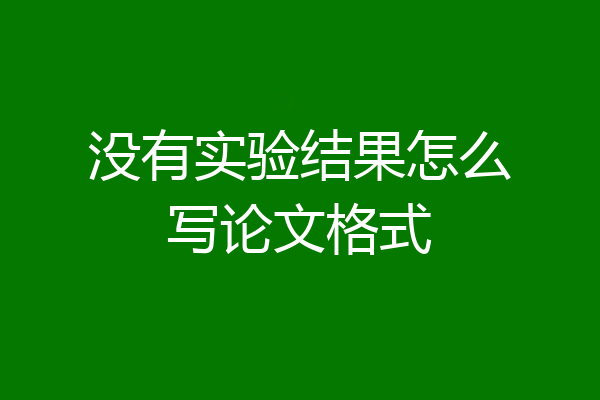 没有实验结果怎么写论文格式