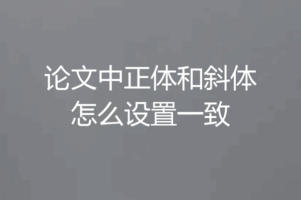 论文中正体和斜体怎么设置一致