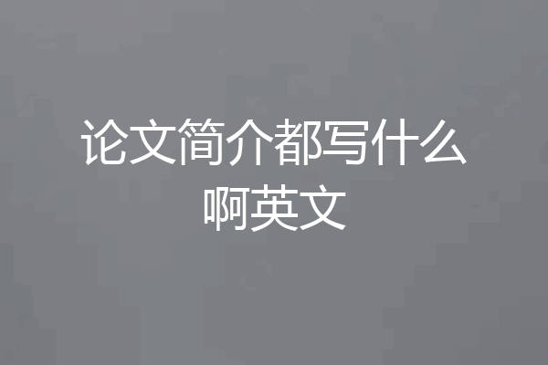 论文简介都写什么啊英文