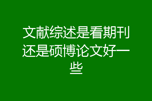 文献综述是看期刊还是硕博论文好一些