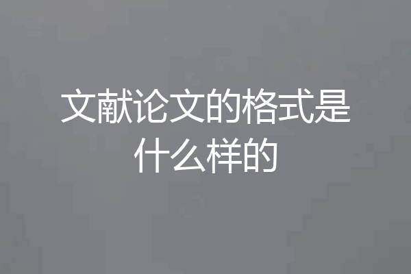文献论文的格式是什么样的