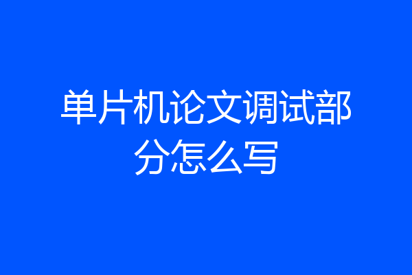 单片机论文调试部分怎么写