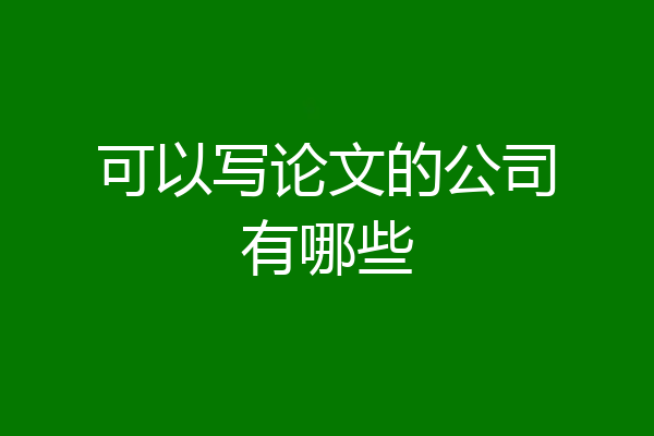可以写论文的公司有哪些