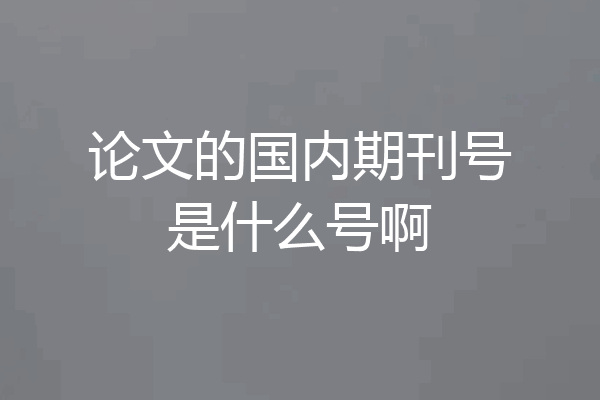 论文的国内期刊号是什么号啊
