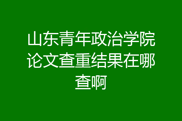 山东青年政治学院论文查重结果在哪查啊