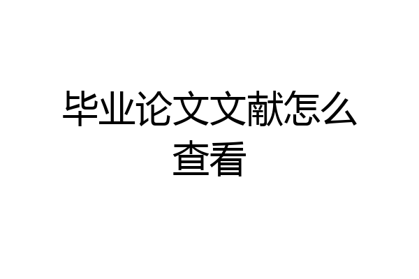 毕业论文文献怎么查看