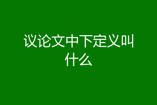 议论文中下定义叫什么