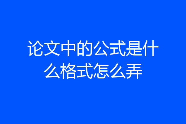 论文中的公式是什么格式怎么弄