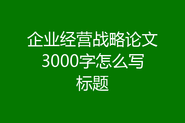 企业经营战略论文3000字怎么写标题