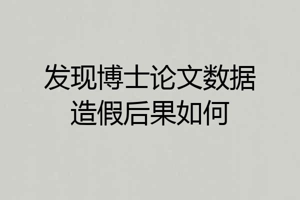 发现博士论文数据造假后果如何