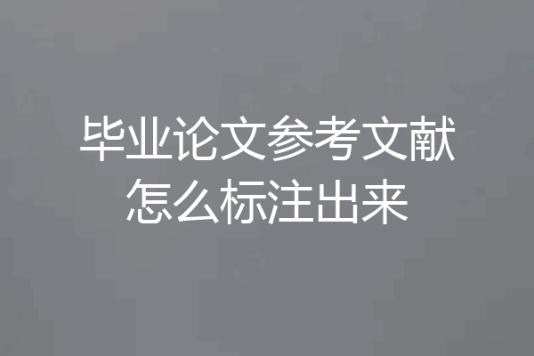 毕业论文参考文献怎么标注出来