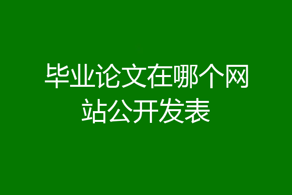 毕业论文在哪个网站公开发表