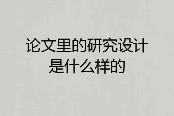论文里的研究设计是什么样的
