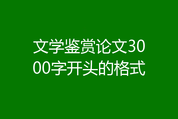 文学鉴赏论文3000字开头的格式