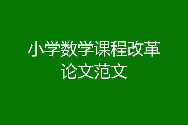 小学数学课程改革论文范文