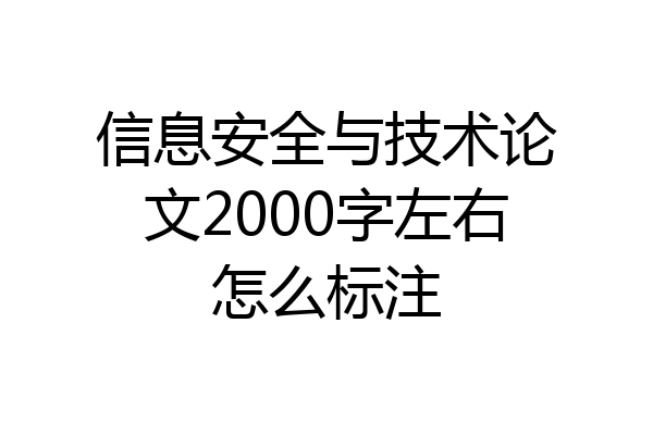 信息安全与技术论文2000字左右怎么标注