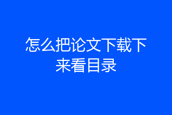 怎么把论文下载下来看目录