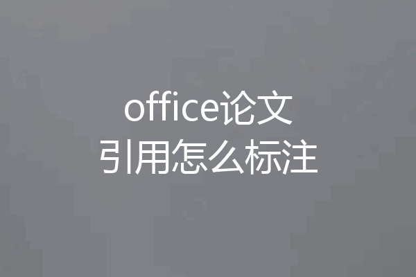 office论文引用怎么标注