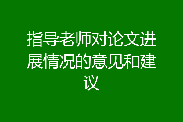 指导老师对论文进展情况的意见和建议