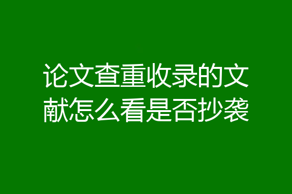 论文查重收录的文献怎么看是否抄袭