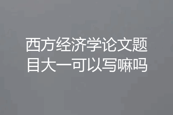西方经济学论文题目大一可以写嘛吗