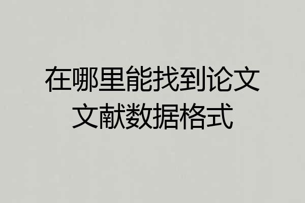在哪里能找到论文文献数据格式