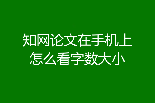 知网论文在手机上怎么看字数大小