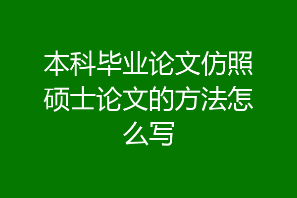 本科毕业论文仿照硕士论文的方法怎么写