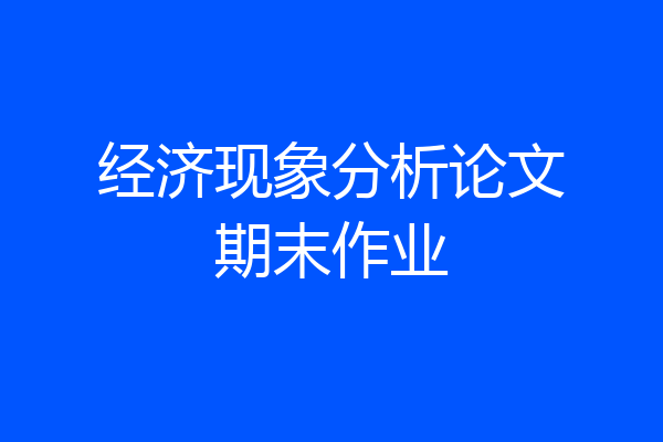 经济现象分析论文期末作业