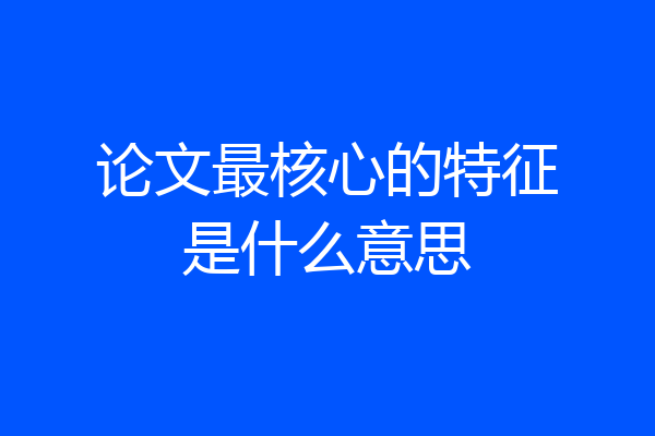 论文最核心的特征是什么意思
