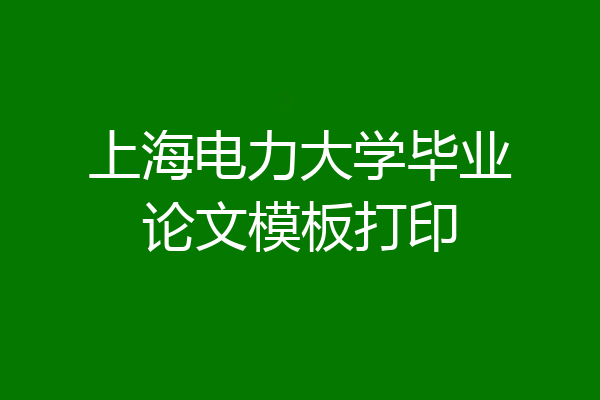 上海电力大学毕业论文模板打印