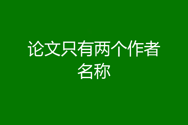 论文只有两个作者名称