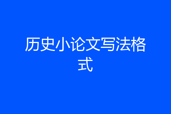 历史小论文写法格式