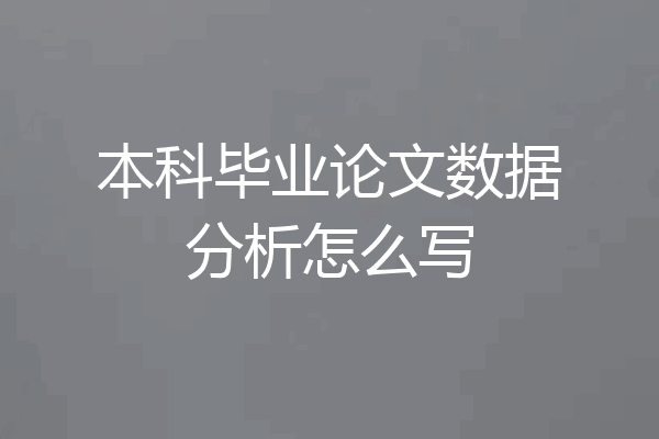本科毕业论文数据分析怎么写