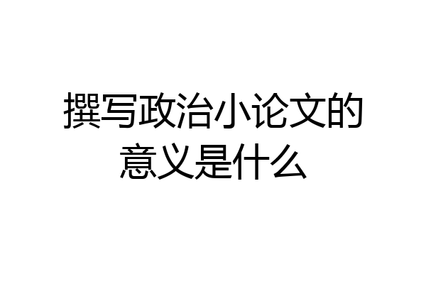 撰写政治小论文的意义是什么