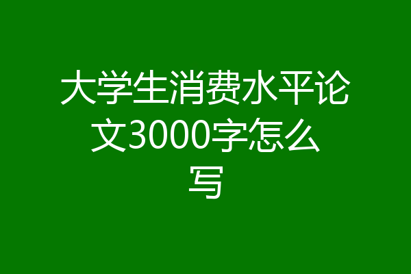 大学生消费水平论文3000字怎么写