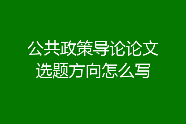 公共政策导论论文选题方向怎么写