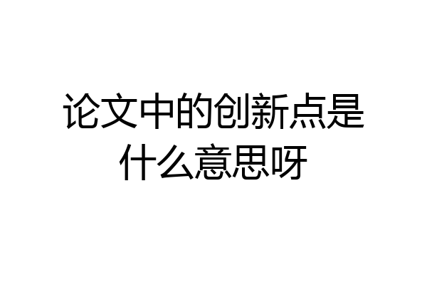 论文中的创新点是什么意思呀