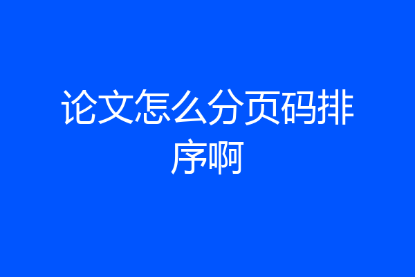 论文怎么分页码排序啊